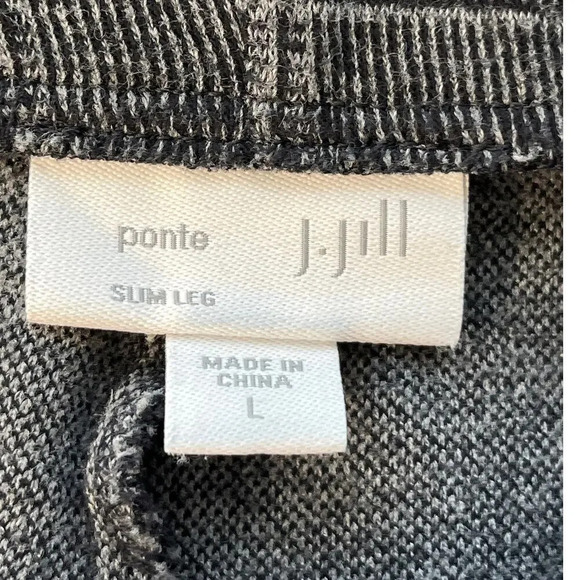 J.Jill Womens L Black/White Ponte Slim Leg Pull on Career Wear FLAW - Picture 5 of 13